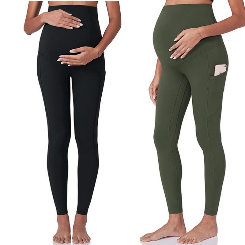 Women’s Maternity Belt Pocket Yoga Pants Cropped Trousers