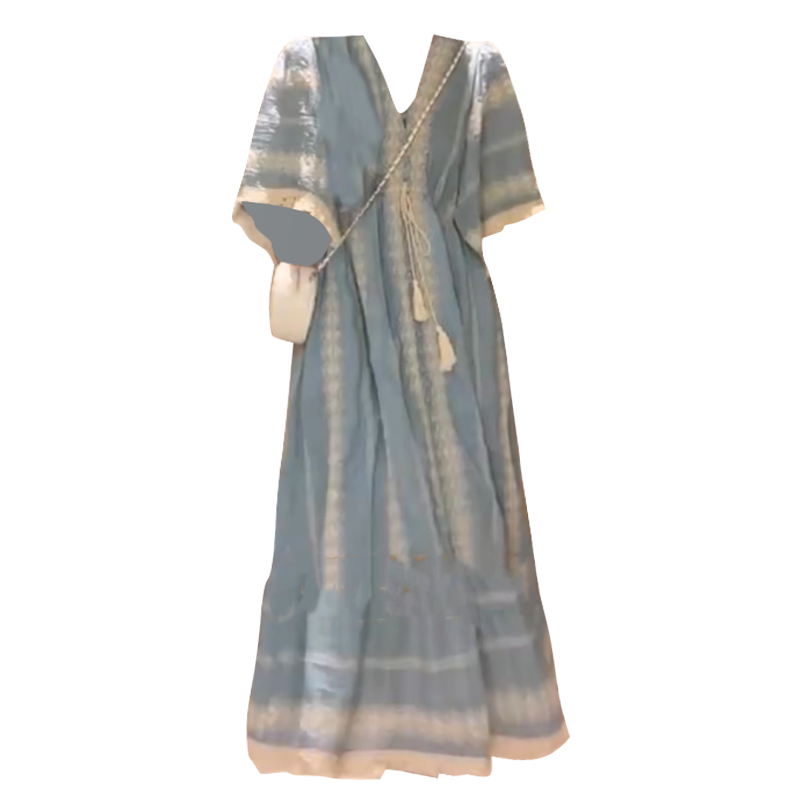 Women's Fashion V-neck Embroidery Niche Dress