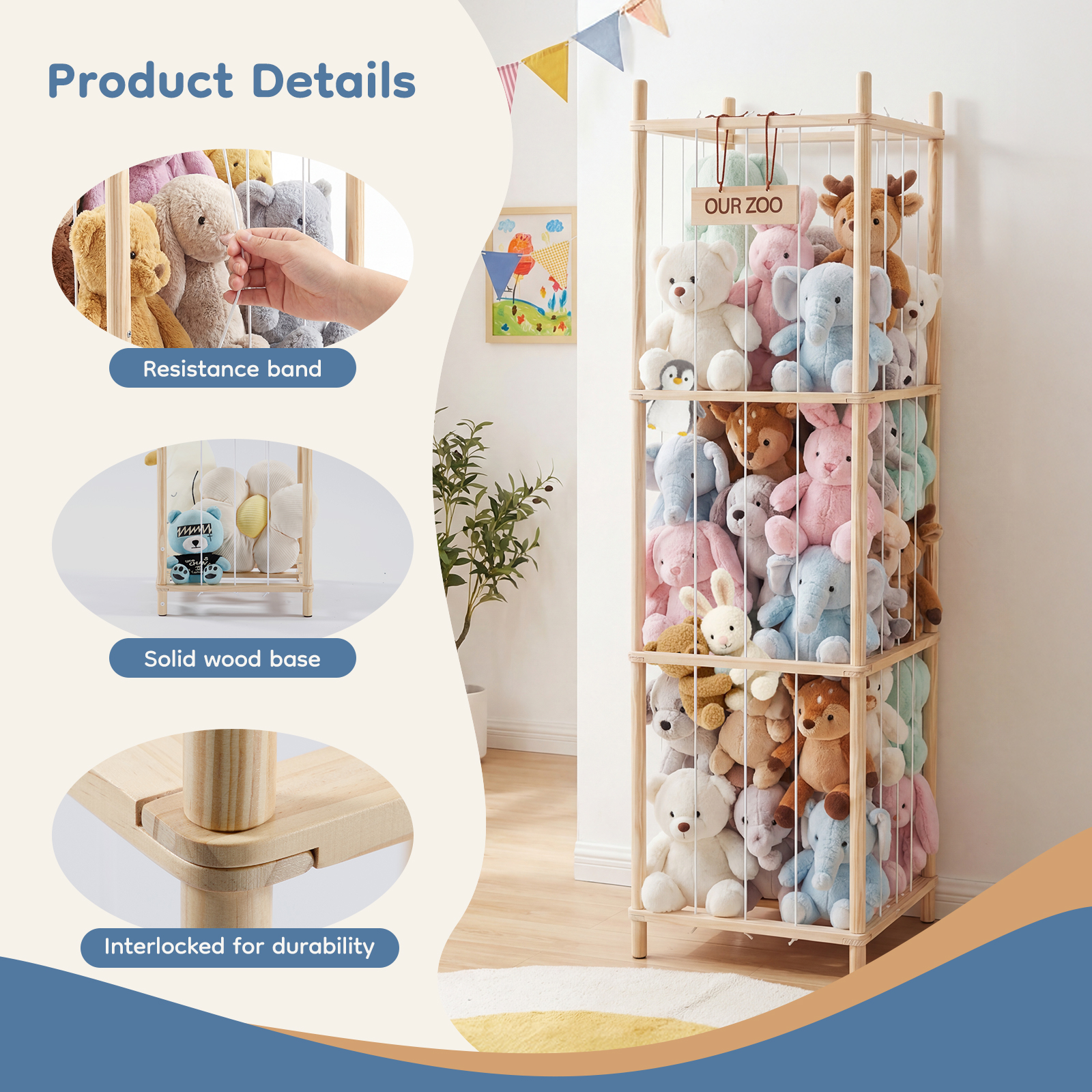 Wooden Toy Storage Rack, Suitable For Saving Space In Children's Rooms, Bedrooms, Baby Rooms And Children's Activity Rooms.