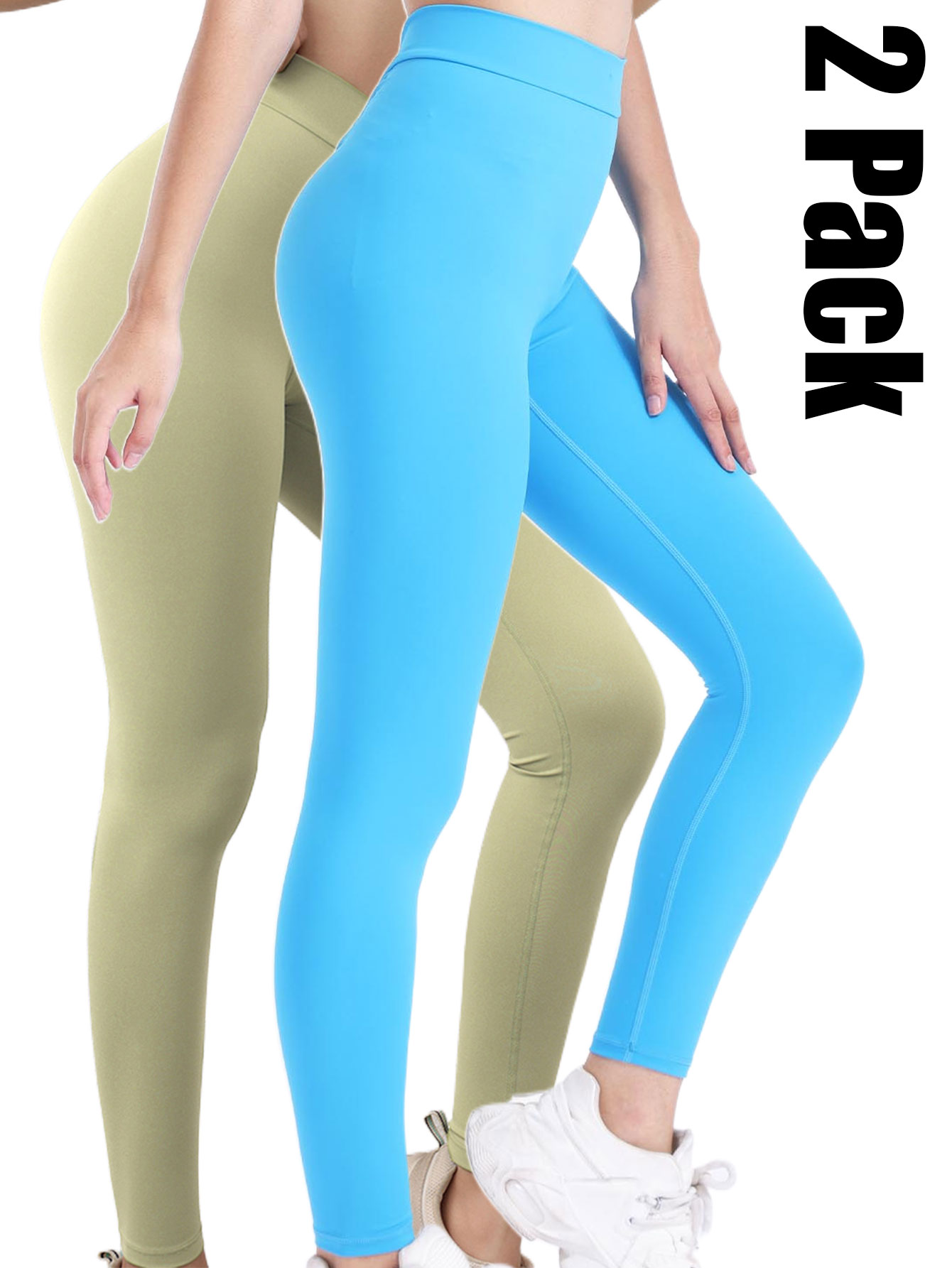 2 Pack High Waisted Leggings For Women-Soft Athletic Tummy Control Pants For Run - Picture 10 of 10