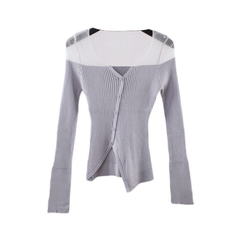 Women's Slim All Match Irregular Long Sleeve Knitted Sweater