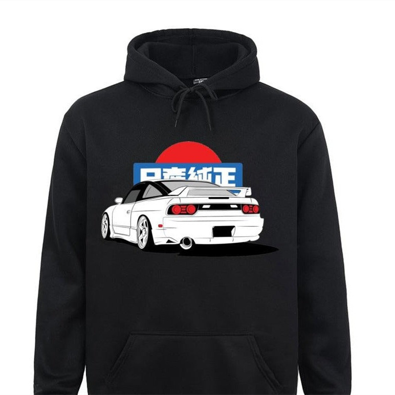 Men's Black Solid Color Hooded Casual Sweatshirt