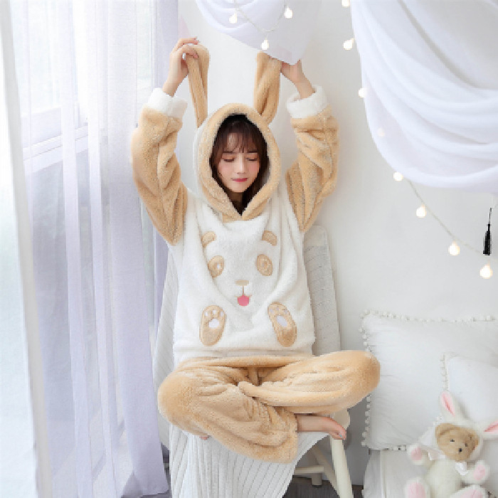 Title 1, Hooded Plush Padded Warm Home Service Suit