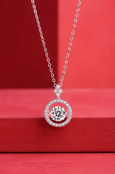 1Touch - A Fashionable And Trendy Jewelry Necklace Pendant Set With 1-carat Moissanite S925 Sterling Silver And Platinum Plating Prohibit Tk Sales