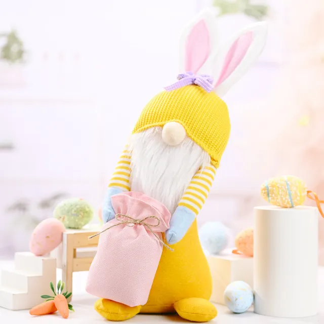 Knitted Dwarf Doll Fairy Figure Ornament Home Decoration Supplies Yellow - Shop at LoveMi