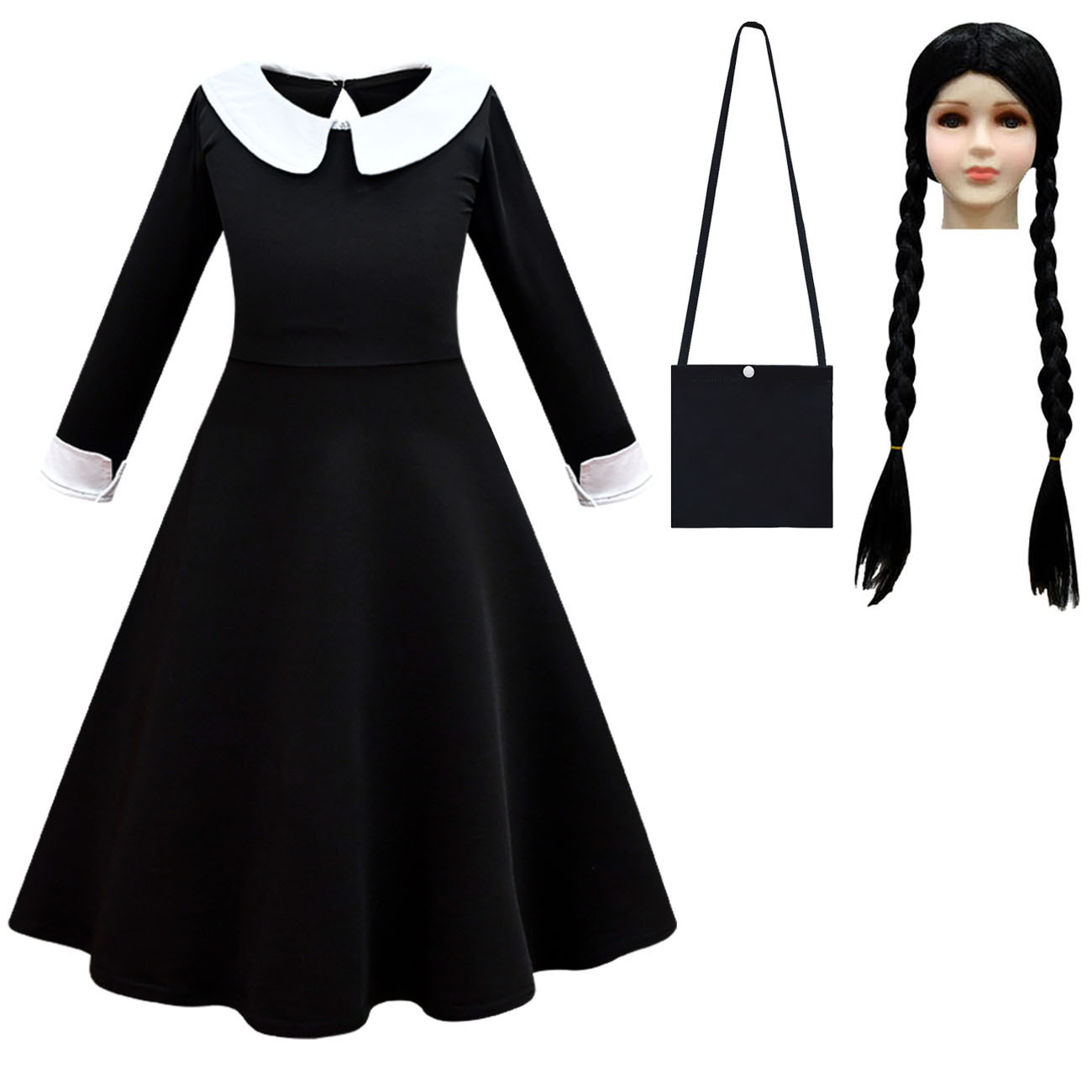 Full Black with wig and bag