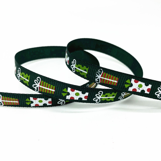 Size 5 10mm Christmas Ribbon Printed Grosgrain Ribbon