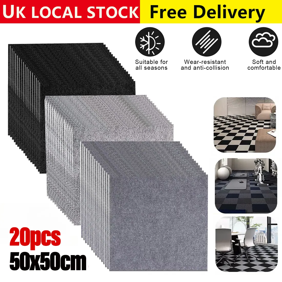 NEW 20x Carpet Tiles 5m2 Commercial Retail