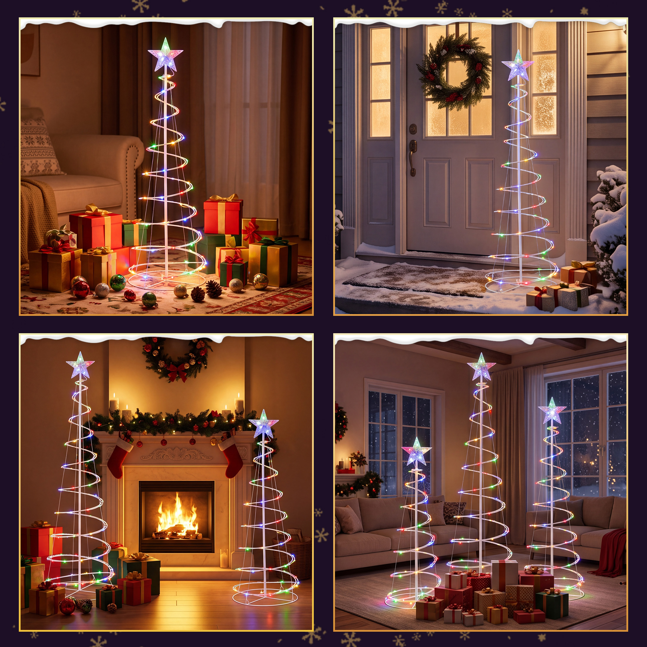 3-piece Spiral Christmas Tree, 3-4-5 Feet LED Garden Decoration Lights image 8
