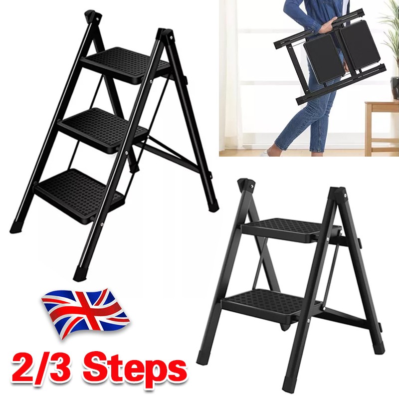 3 Step Ladder Folding Portable Compact Heavy Duty Anti-Slip Mat Stoo