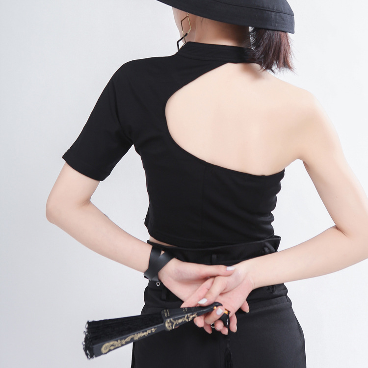 Short-sleeved Off-shoulder High-waist Short T-shirt Women