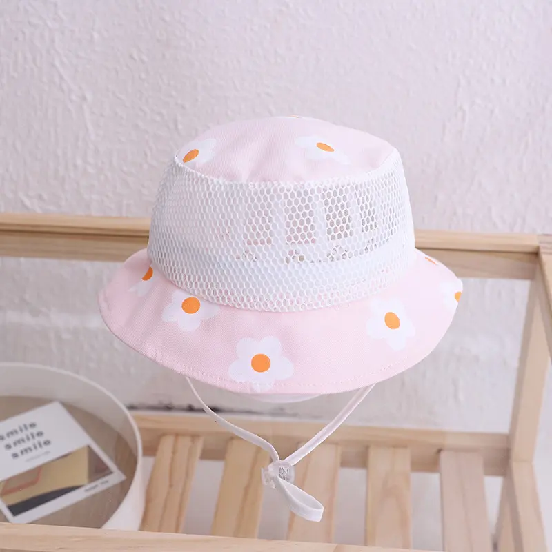 Floral Baby Bucket Hat Kids Accessories Mesh Summer Children