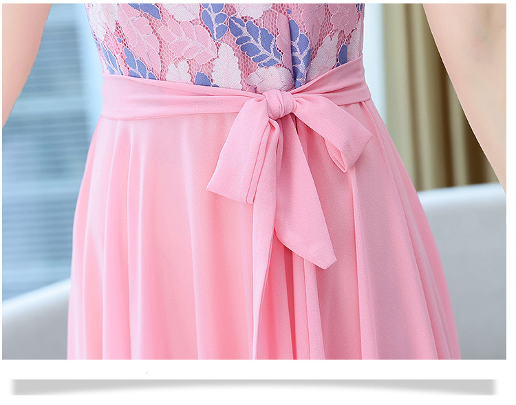 Short-sleeved Temperament  Fashionable And Elegant Long Skirt  Waist Was Thin