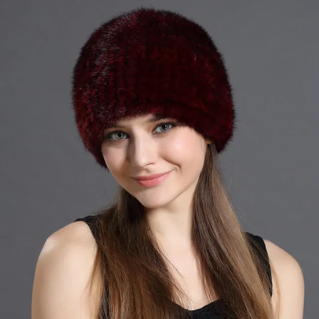 Mink Fur Hat Keeps Warm In Autumn And Winter Ladies Red Wine - Shop at LoveMi