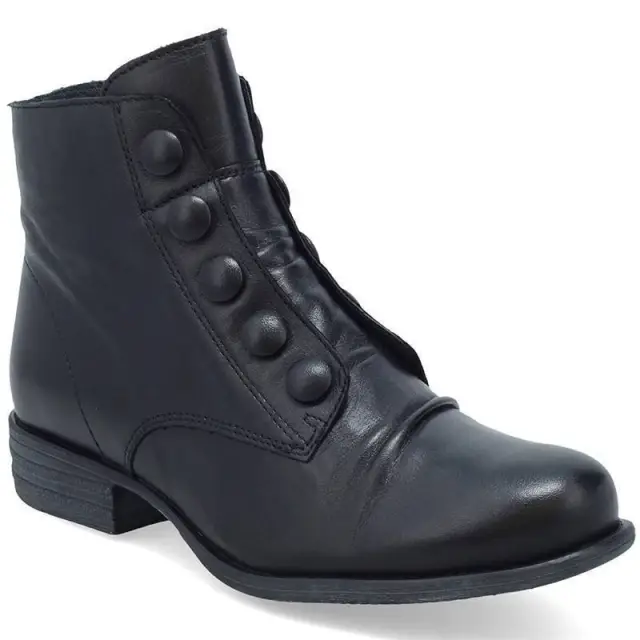 Low Heel Short Side Zip Button Motorcycle Boots Black - Shop at LoveMi