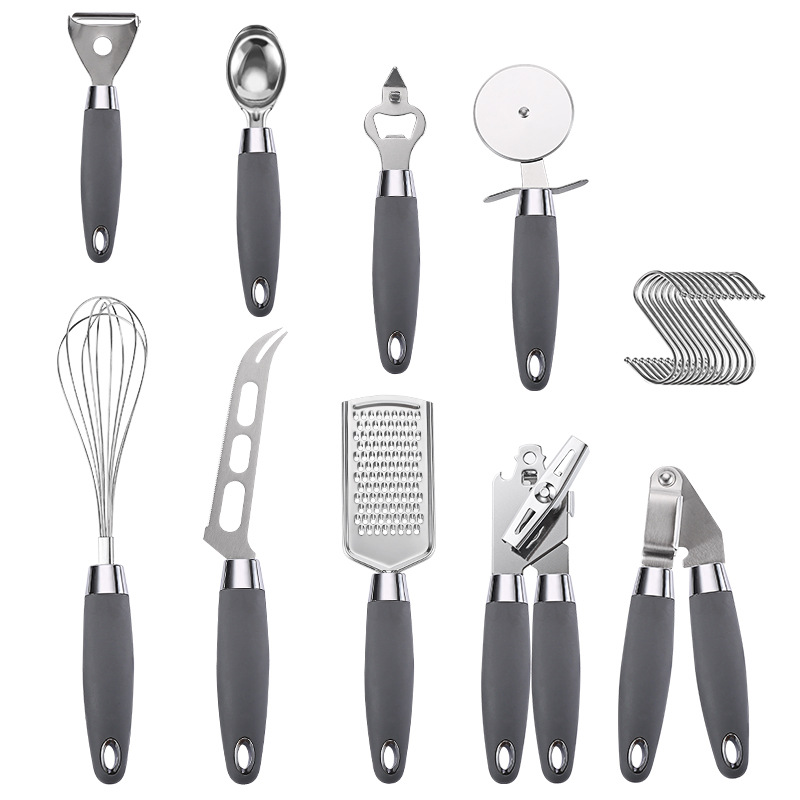 Title 14, Stainless Steel Kitchen Utensils Set With Rubbe...