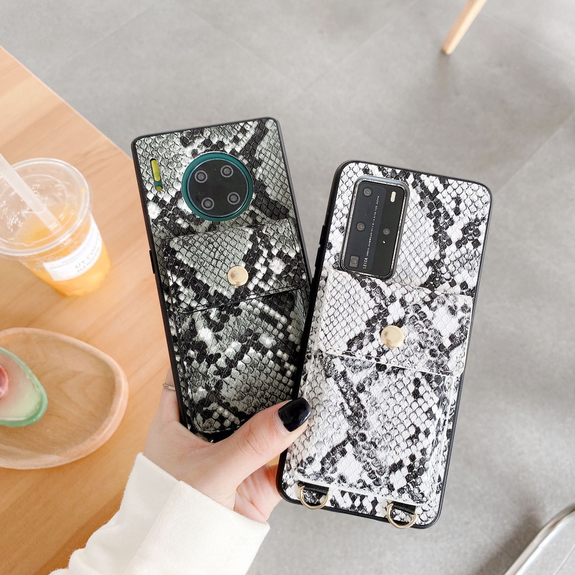 Diagonal Strap Leopard Print Card Wallet Protective Case