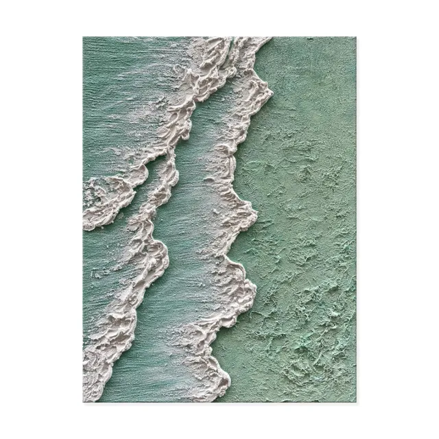 Ocean Waves Abstract Textured Thick Oil Painting Hand Painted Green And White Cream Style Texture Canvas Art Wabi Sabi Painting Waves Art Decor W... Without Inner Frame - Shop at LoveMi