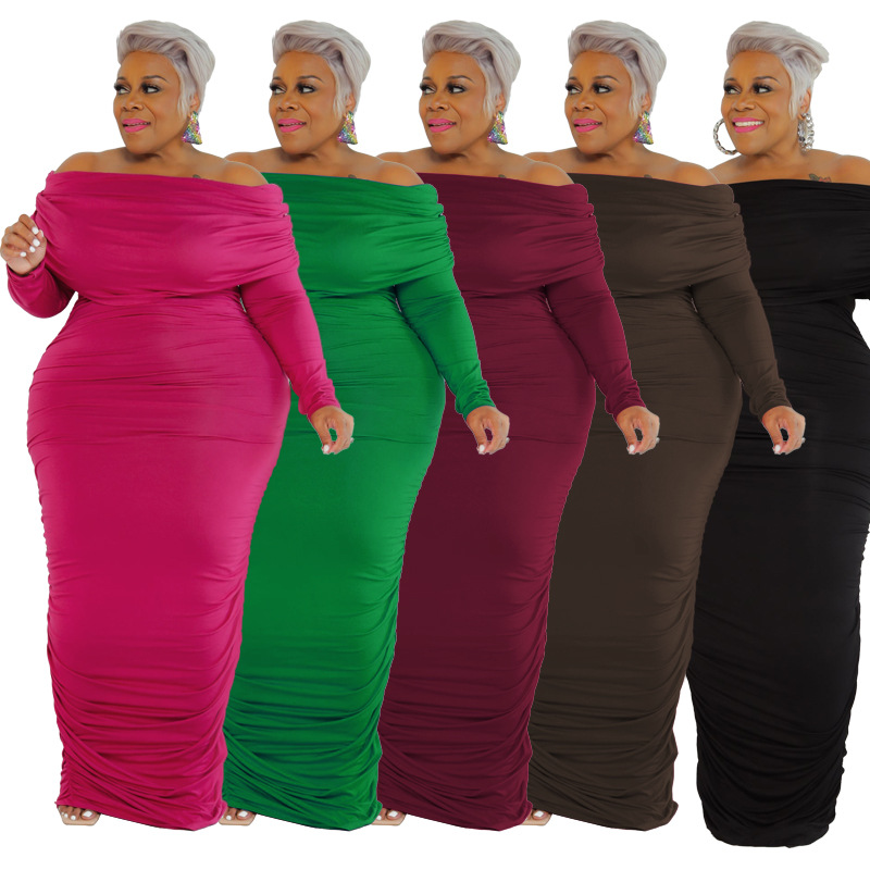 Fashion Large Women's Dress Solid