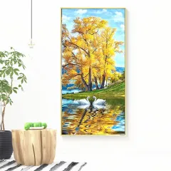 Diamond Painting Tree Mosaic DIY Swan Embroidery - Photo Colour - View 1