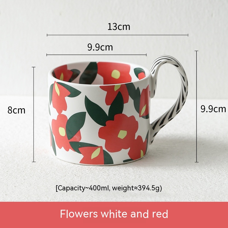 Title 12, Flower Large Capacity Ceramic Water Cup Mug