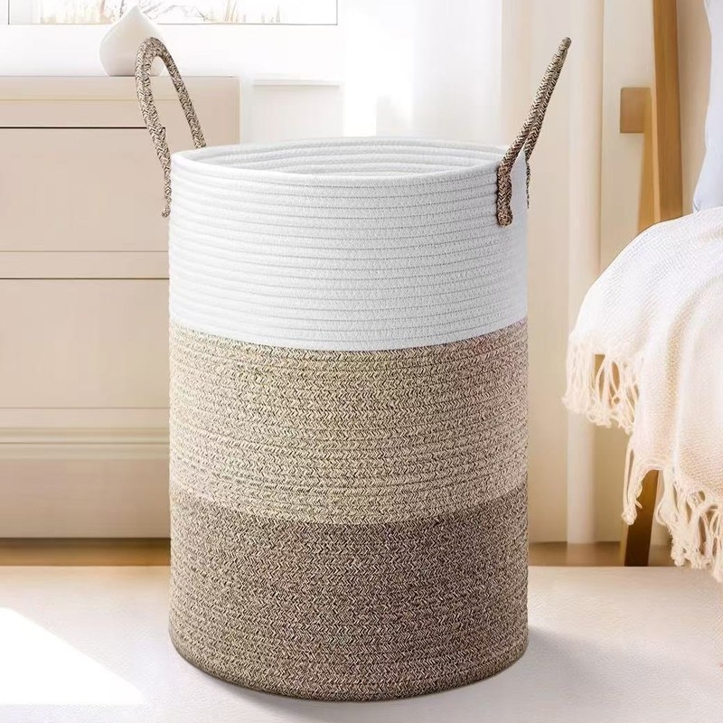 58L Cotton Rope Basket Large Blanket Woven Storage Organiser Nursery Laundry — image 2
