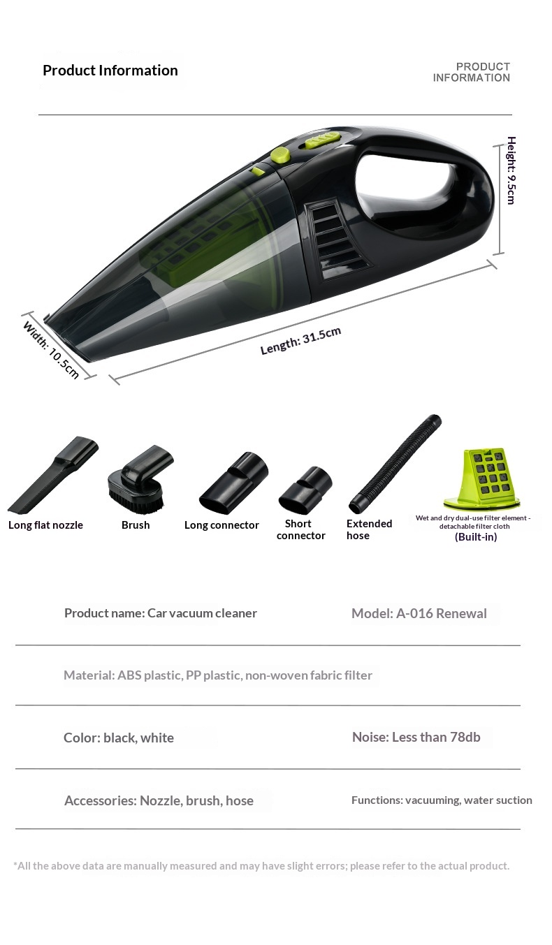 High Power Cordless Handheld Mini Vacuum Cleaner, Strong Suction Wet Dry Vacuum For Car & Household 3