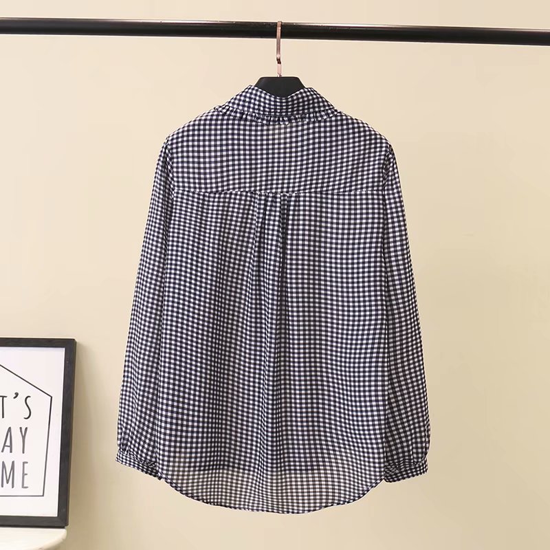 Ladies Loose Plaid Long Sleeve Bottoming Shirt