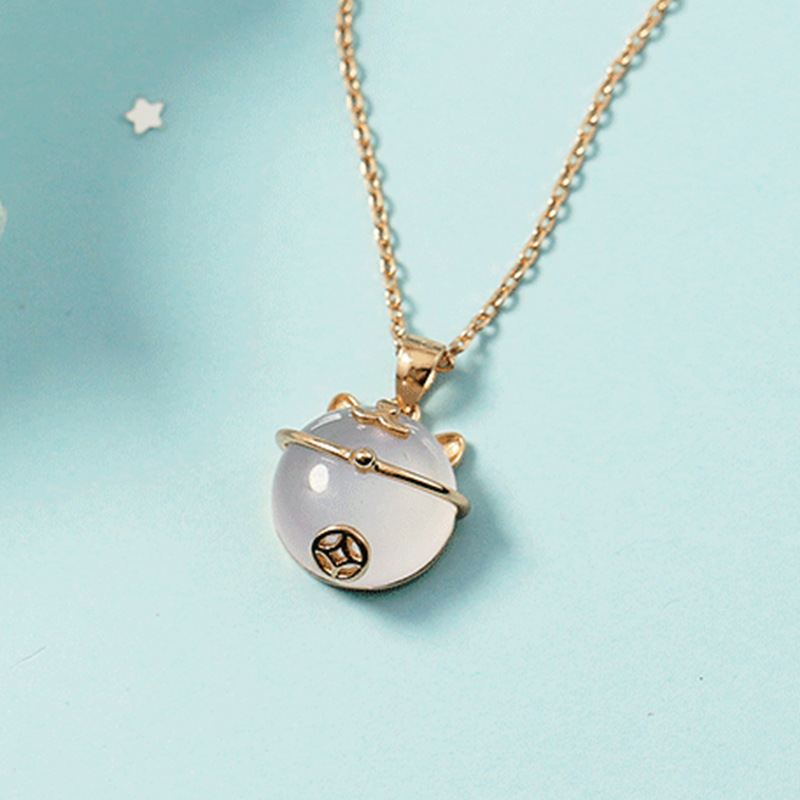 Cute Lucky Cat Necklace Women's Trendy Clavicle Chain Simple