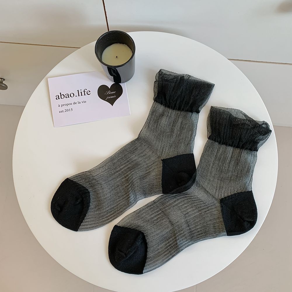 Summer Glass Fiber Thin Socks, Semi Transparent Solid Color Ballet Style Invisible Socks