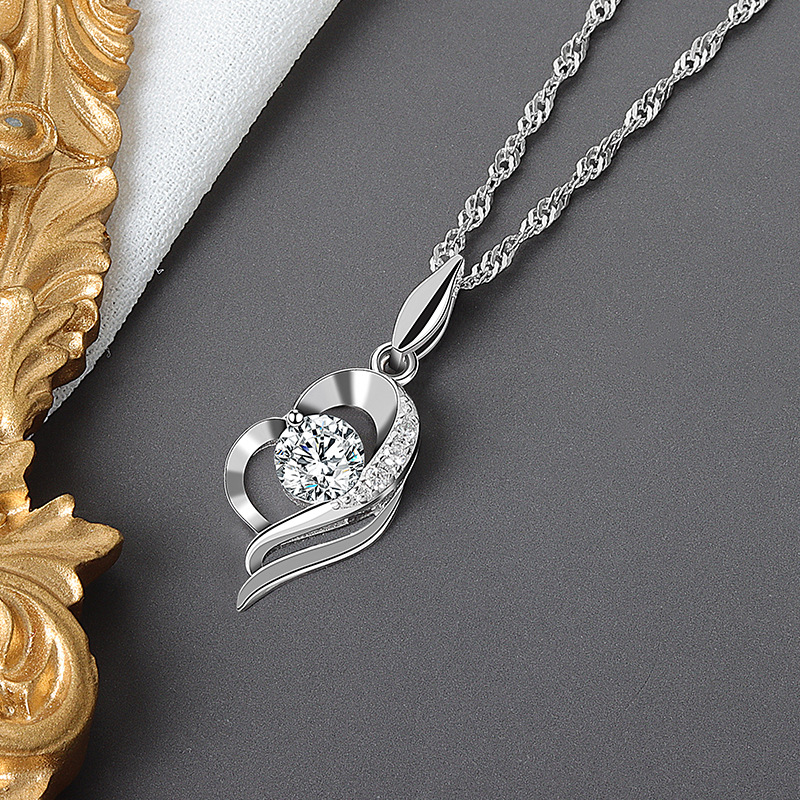 Heart-shaped Two-tone Temperament Necklace Female Clavicle Chain Accessories All-match Pendant