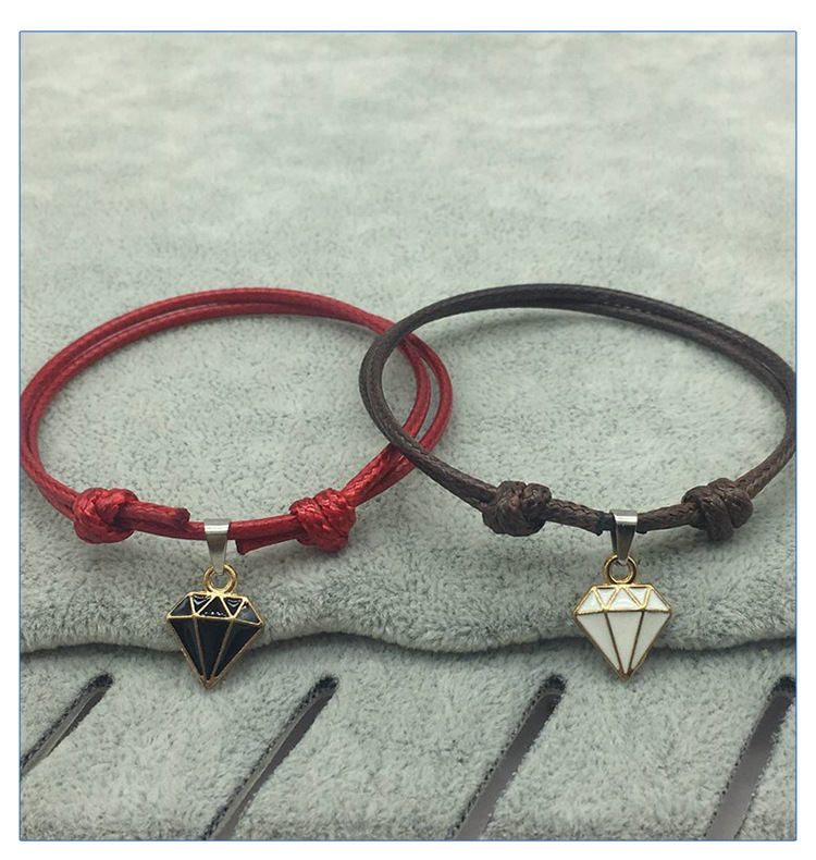 Title 5, Retro Casual Diamond Red Black Rope Couple Brac...