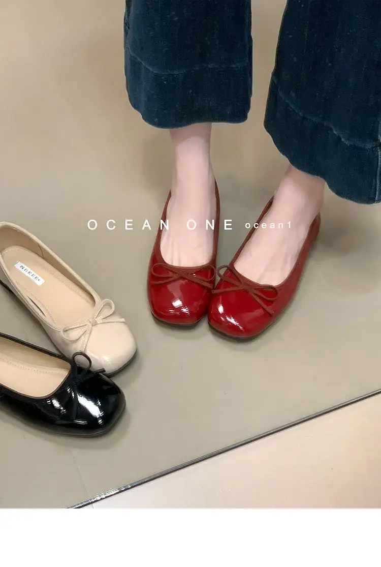 2026 Summer New Women's French Hidden Platform Black Mary Janes, Shallow Mouth Ballet Flats Matching Dresses
