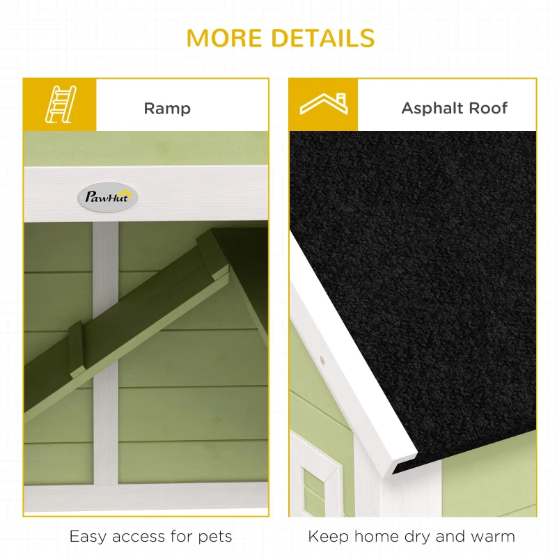 64 Inch Rabbit Hutch With Asphalt Roof, Handle, Wheels, Multicolo