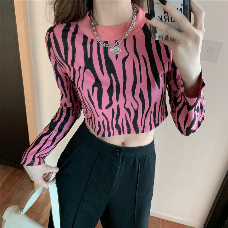 Title 5, Skinny Long Sleeve Bottoming Shirt Retro Croppe...