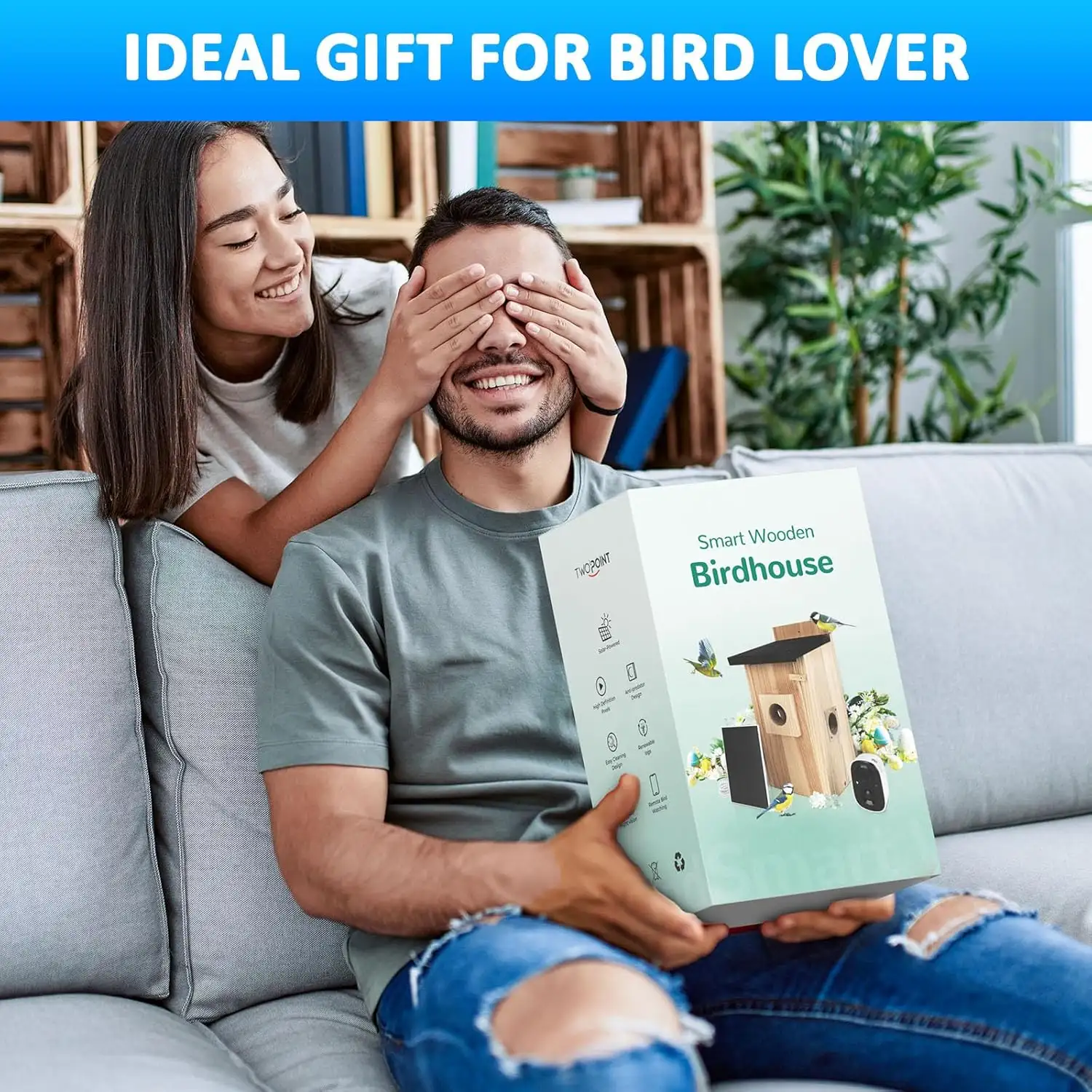 Smart Bird Houses For Outside Solar Powered,4MP Birdhouse Camera For Outdoors, Watch Bird Nesting & Hatching In Real Time, AI Identify Bird Behavior & Create, D