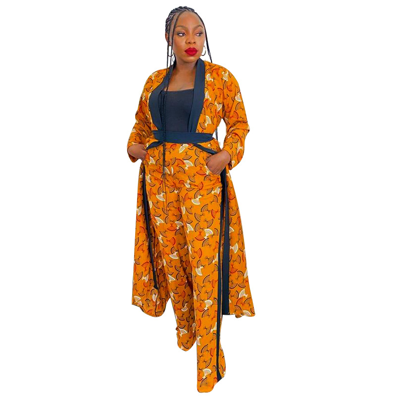 Fashion Outfit Yellow Vintage Jacket Floral Print Wide Leg Trousers
