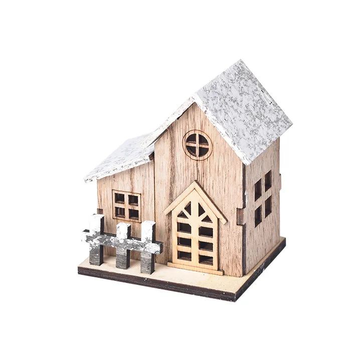 LED Luminous Wooden Christmas Small House – image 5