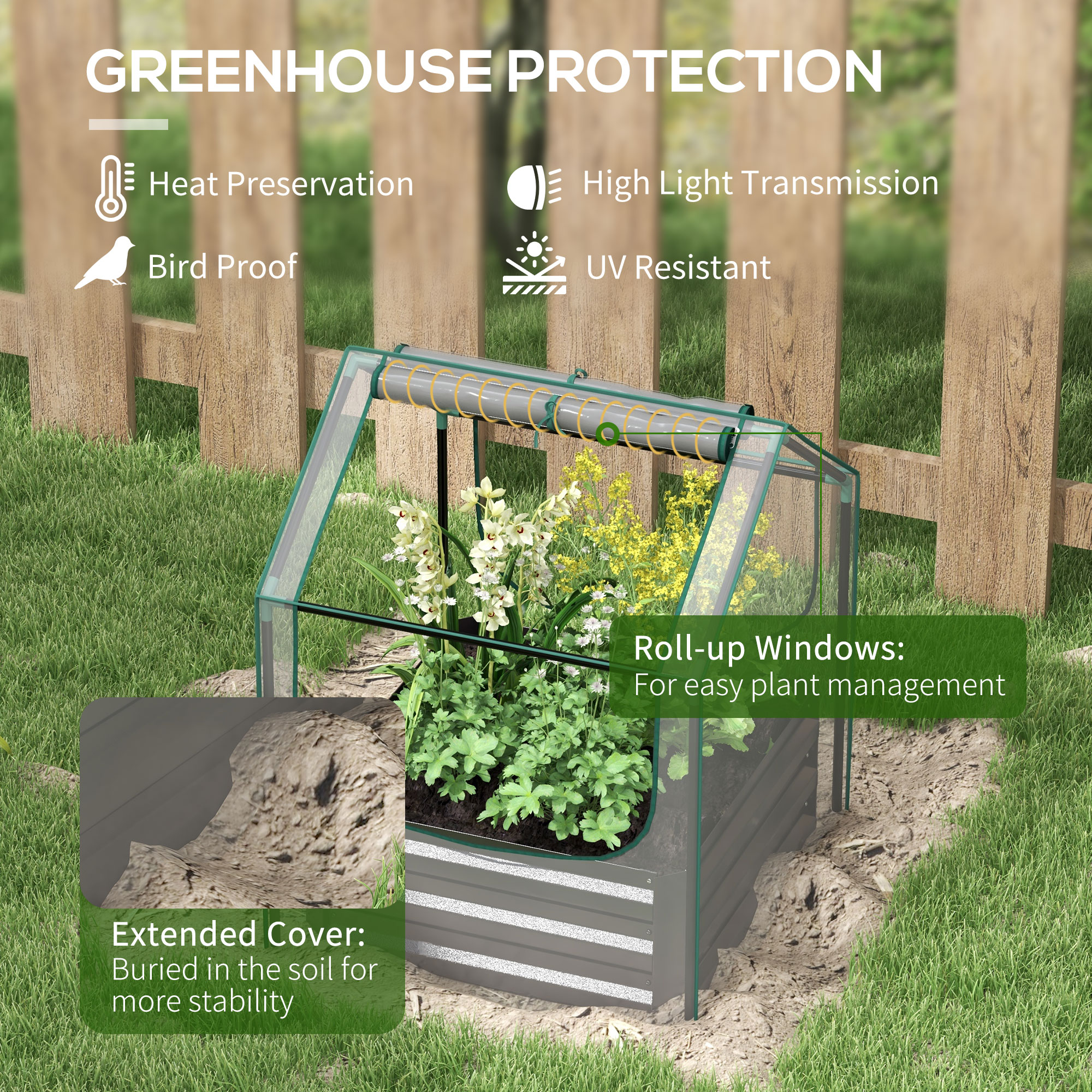 61 X 61cm Garden Planting Bed With Cover — image 5