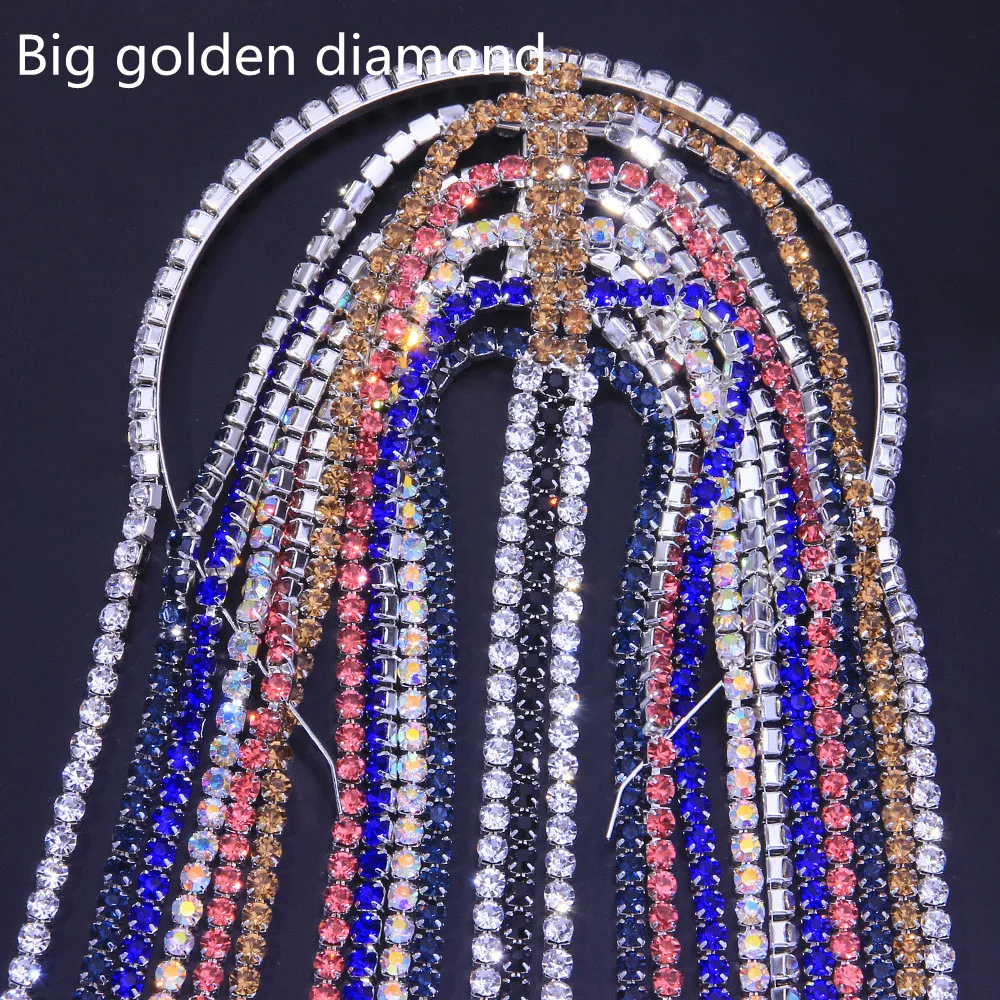 Fashion Full Diamond Headband INS Style Luxury Headwear - Big Golden Diamond