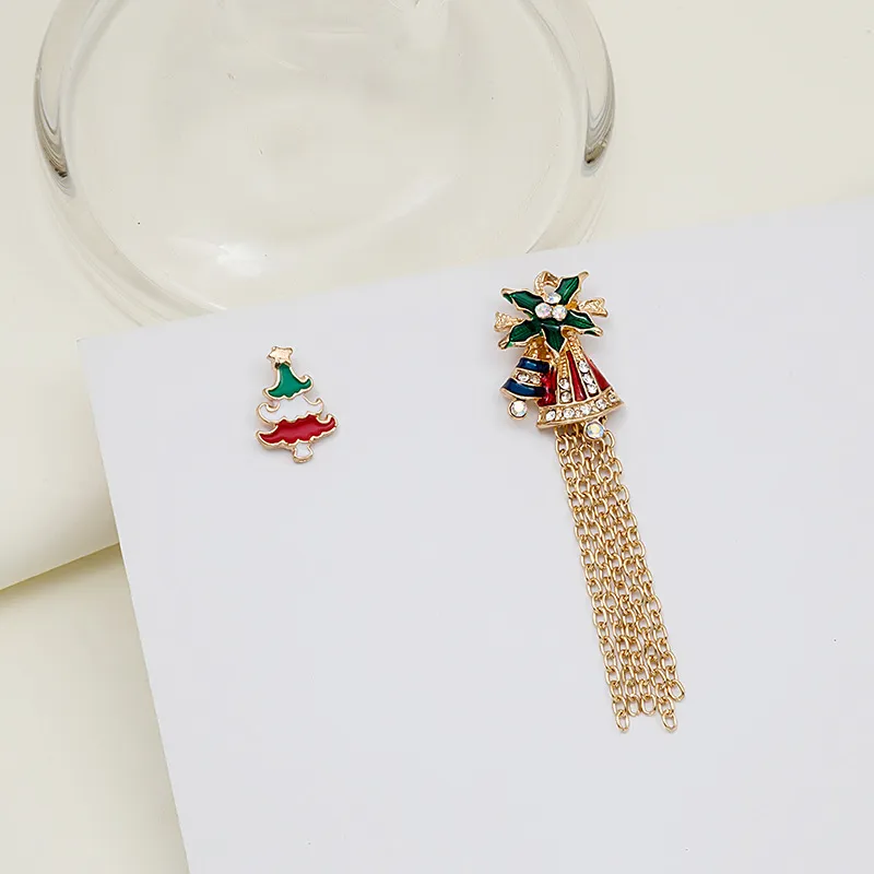 Christmas Brooch Alloy Drip Oil Snowflake Tassel - Bells