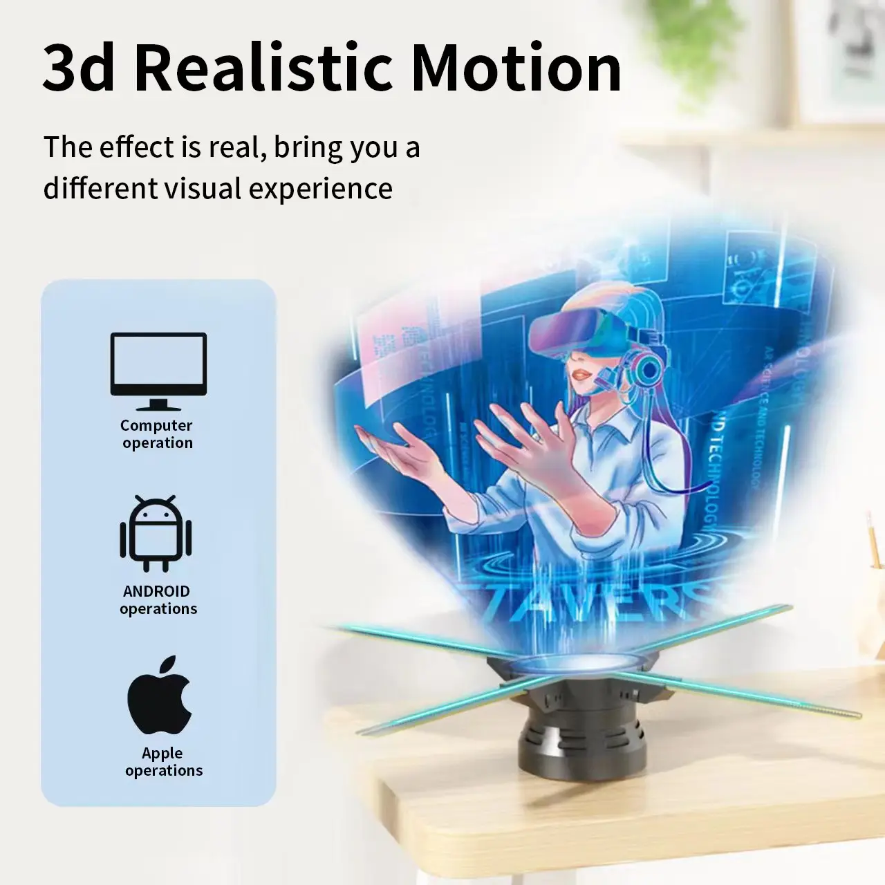 3Dhologramfan, 60cm 3Dhologramfan Projector HD 720 LED