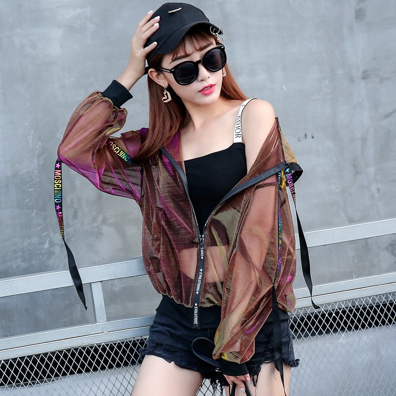 Title 6, Ladies Loose Ribbon Thin Baseball Short Jacket