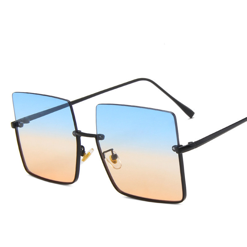 Title 5, Half-Frame Metal Trimmed Square Sunglasses