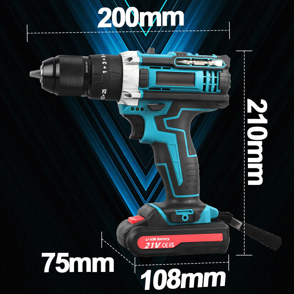 3-in-1 Cordless Impact Drill Brushless 21V Cordless Screwdriver, Case With 2 Batteries - photo 4