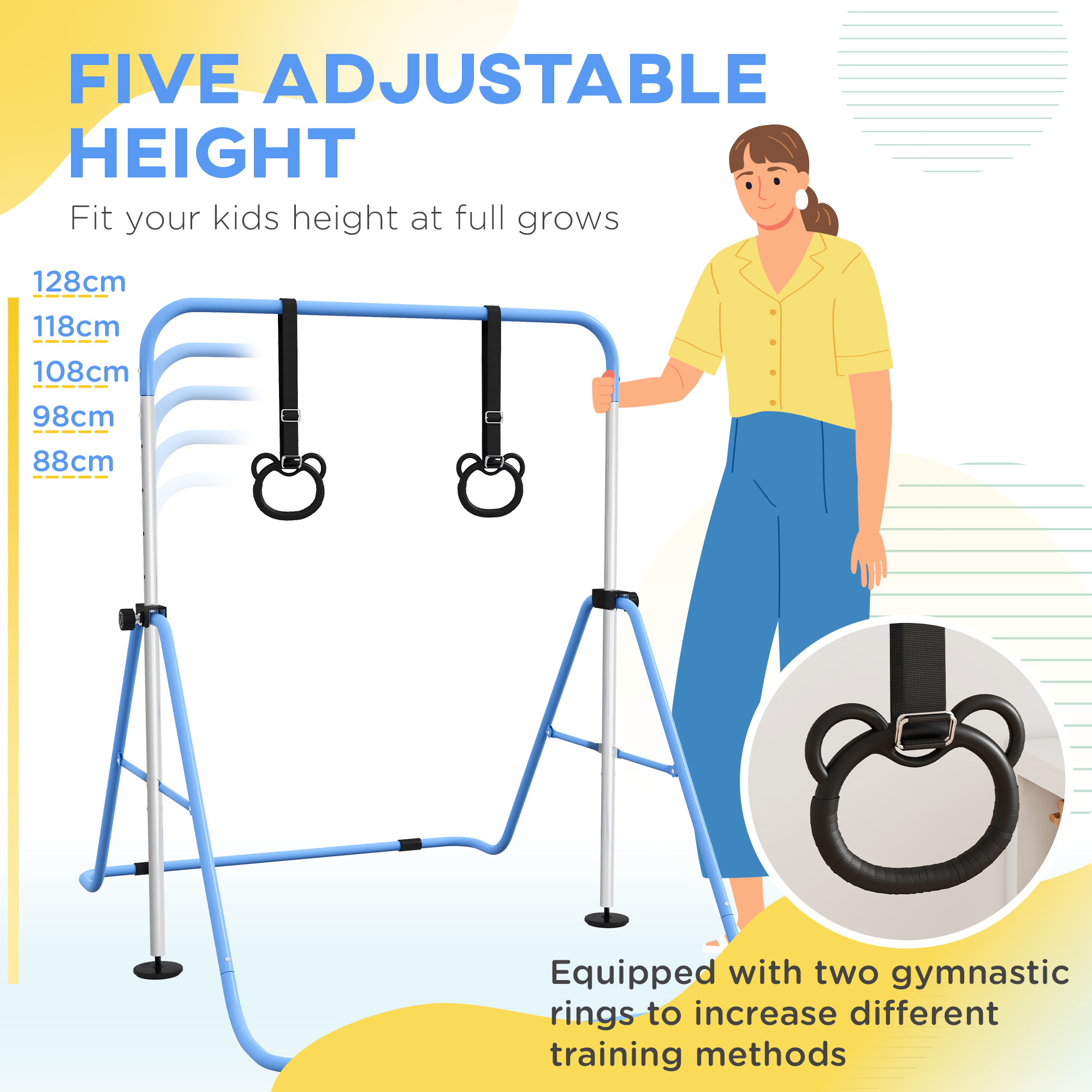 Adjustable Height And Foldable Children's Gymnastics Horizontal Bar With Anti — image 10