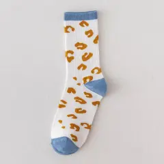 Women's Mid Tube Pure Cotton Fleece Socks - Leopard Print - View 1