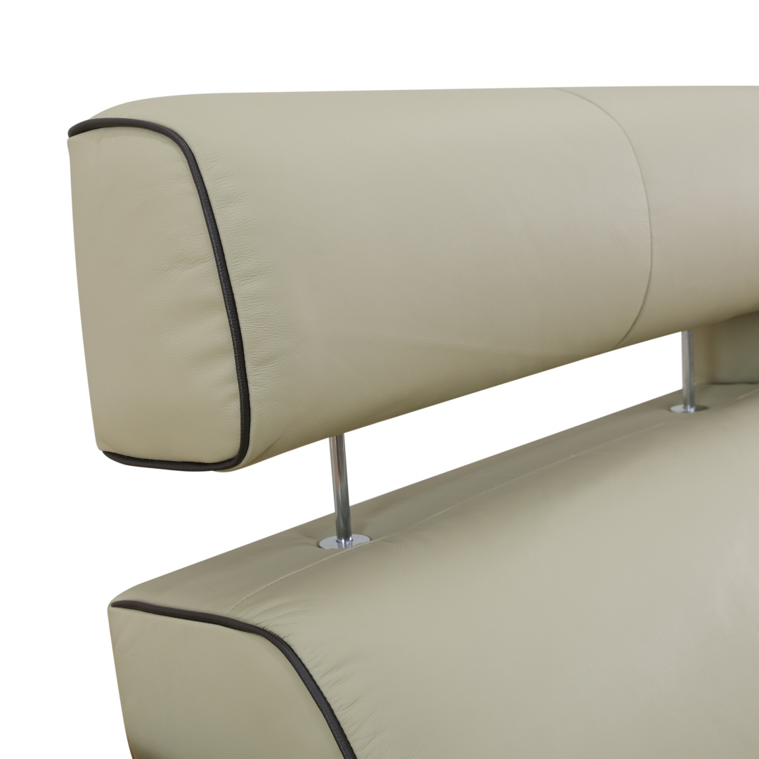 Pickup Only--Beige Top Grain Leather And PVC 3-Piece Living Room Recliner Sofa Set