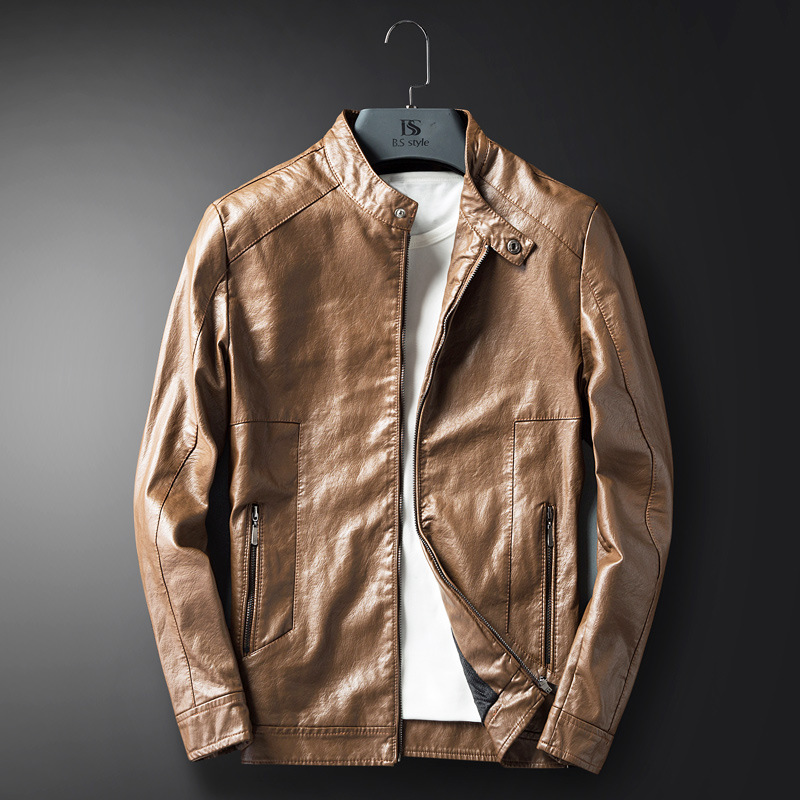 Fashion Casual Warm Slim Leather Jacket Men's