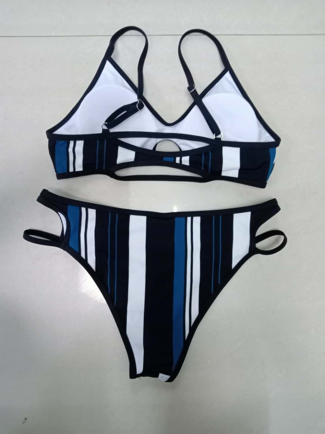 European And American Vertical Striped Bikini - Image 6